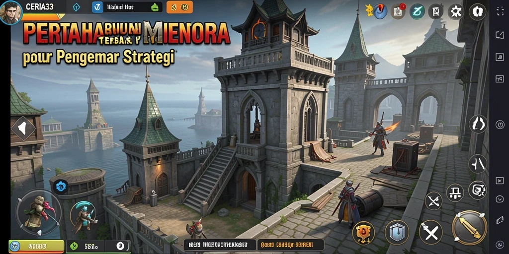 Tampilan gameplay seru di CERIA33 dengan berbagai menara dan strategi.