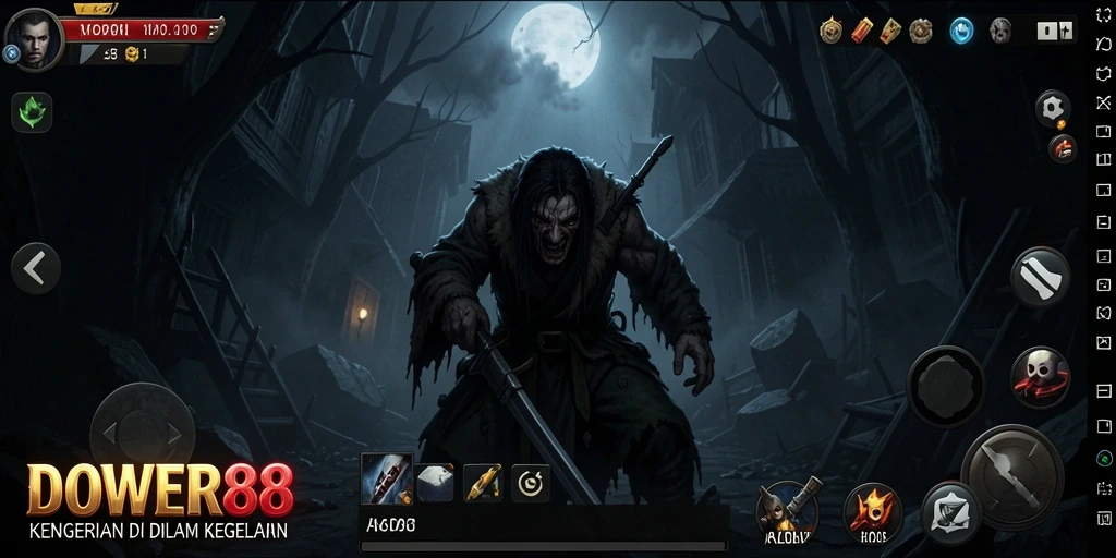 Screenshot DOWER88 menampilkan momen seram dalam gameplay.