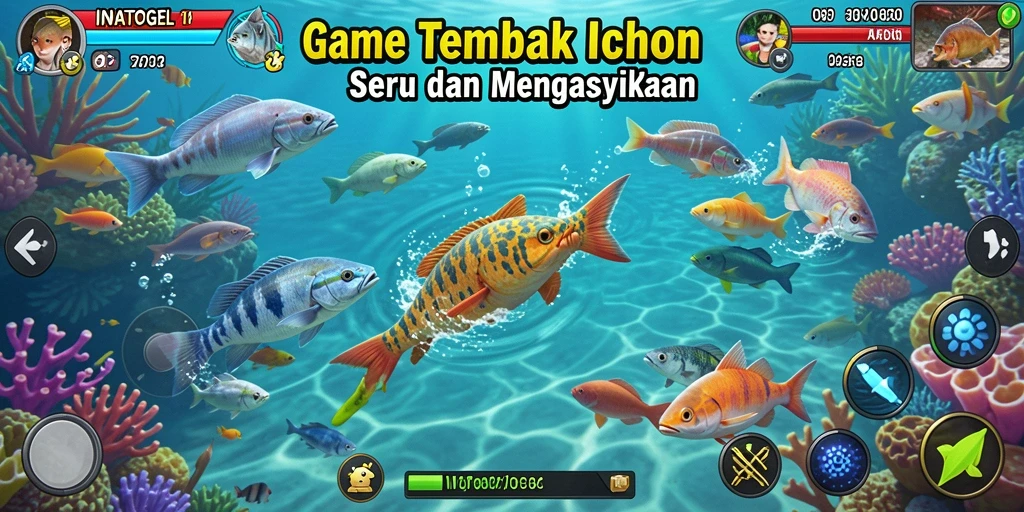 Screenshot gameplay INATOGEL yang menunjukkan aksi menembak ikan.