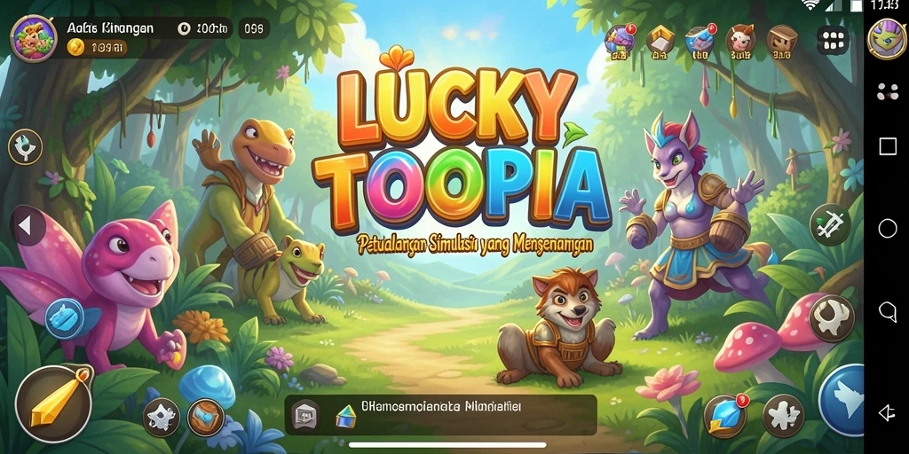 Tampilan gameplay LUCKYTOPIA yang menarik dan interaktif.