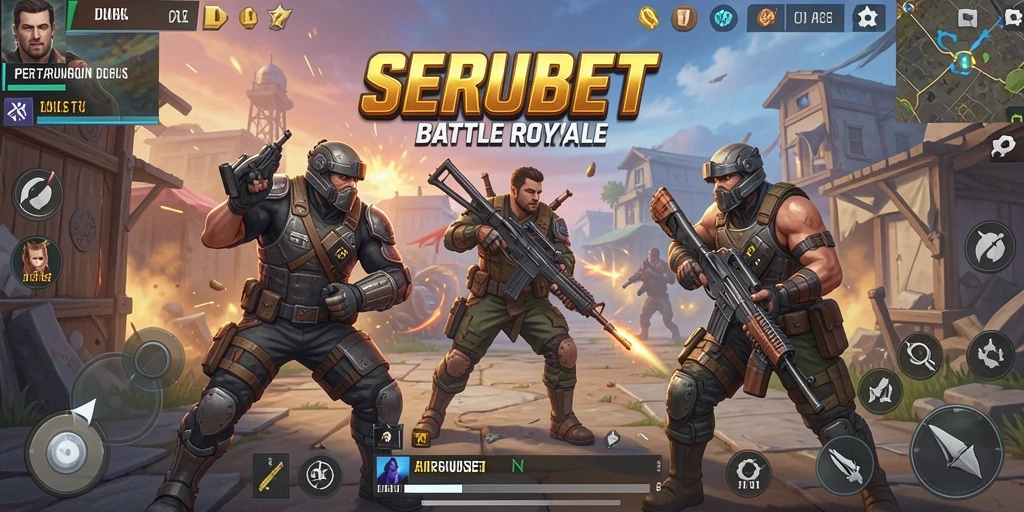 Screenshot SERUBET menampilkan aksi Battle Royale yang mendebarkan.