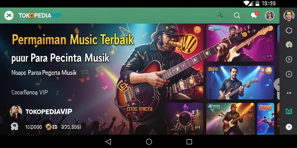 Menampilkan gameplay interaktif dari aplikasi musik TOKOPEDIAVIP.