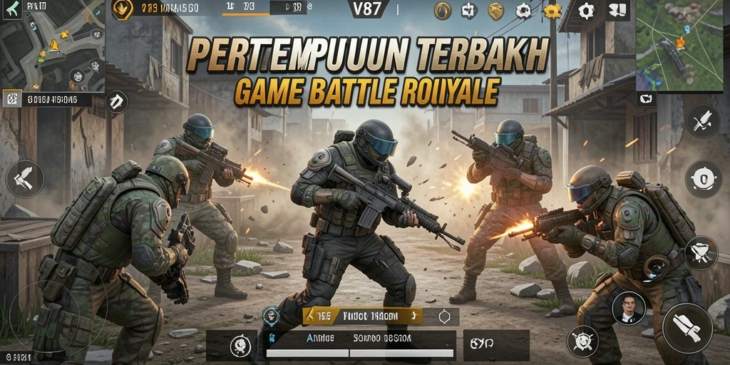 Tampilan gameplay V87 yang menegangkan dalam pertempuran Battle Royale.